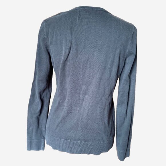 Ann Taylor LOFT Black Cardigan Women’s Size SP Plastic Rhinestone Button Sweater - Picture 2 of 7